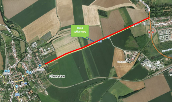 Cyklostezka Slavkov u Brna - Křenovice - situace